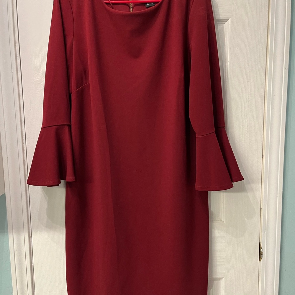 Elegant Red Flare Sleeve Dress